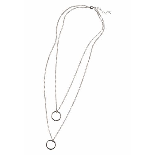 4039787008431 - Lange Kette FIRETTI doppelreihige mit 2 Ringanhängern Halsketten Gr Metall Länge 57 cm grau (metallfarben) Damen 4039787008431 - Lange Kette FIRETTI doppelreihige mit 2 Ringanhängern Halsketten Gr Metall Länge 57 cm grau (metallfarben) Damen
