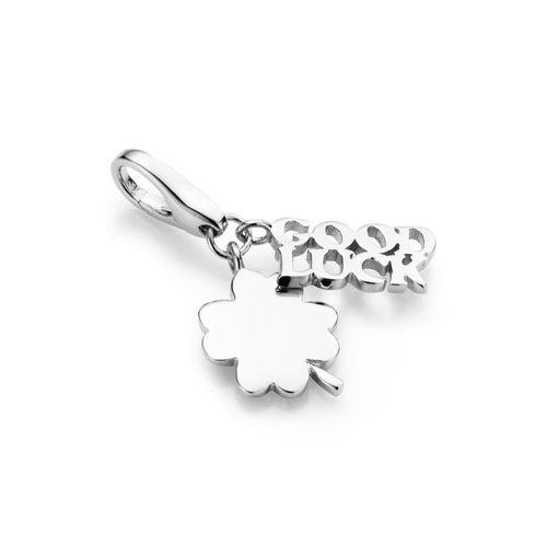 4007810733827 - Charm-Einhänger GIORGIO MARTELLO MILANO Kleeblatt und Schriftzug Good Luck Silber 925 Charms silberfarben (silber) Damen