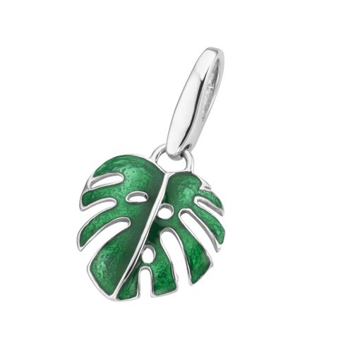 4007810740252 - Charm Blume GIORGIO MARTELLO MILANO Monstera-Blatt Silber 925 Charms grün Damen