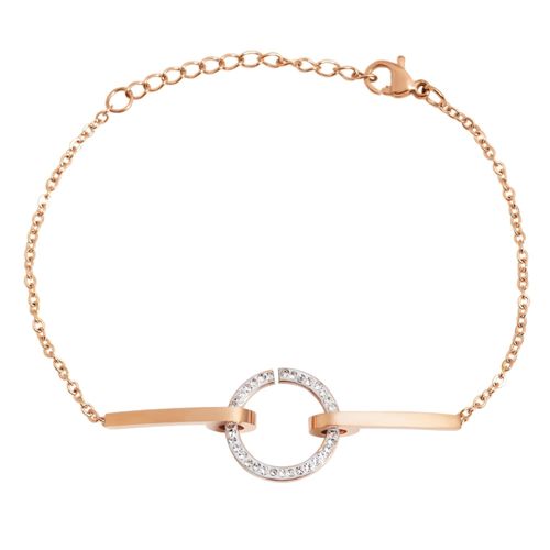 4065633949610 - Edelstahlarmband ADELIA´S Damen Armband aus Edelstahl mit Similisteine 17+3 cm Armbänder Gr 17 + 3 Edelstahl rosa (rosé) Damen