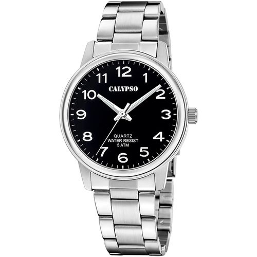 8430622827273 - Quarzuhr CALYPSO WATCHES Basic Armbanduhren silberfarben (silberfarben schwarz) Herren Armbanduhr Herrenuhr Edelstahlarmband analog