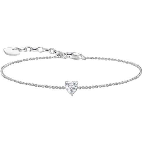 4051245579819 - Armband THOMAS SABO mit großem Herz-Anhänger A2157-051-14-L19V A2157-051-9-L19V Armbänder Gr 19 Silber 925 (Sterlingsilber) bunt (silberfarben weiß weiß) Damen mit Zirkonia (synth)