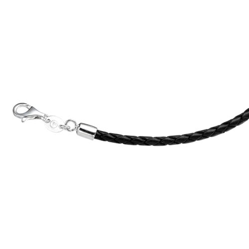 4007810108427 - Kette ohne Anhänger GIORGIO MARTELLO MILANO Lederband geflochten schwarz Silber 925 Halsketten Gr 50 cm Silber 925 (Sterlingsilber) schwarz Damen