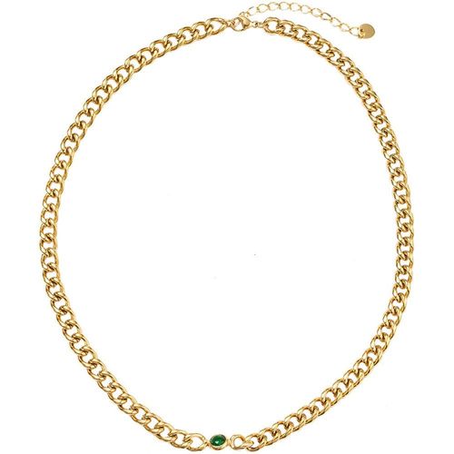 4068222170129 - Collier FIRETTI Schmuck Geschenk Halsschmuck Halskette Halsketten Gr Edelstahl Länge 47 cm Breite 7 mm goldfarben (gelbgoldfarben grün) Damen Colliers Made in Germany - mit Zirkonia (synth)