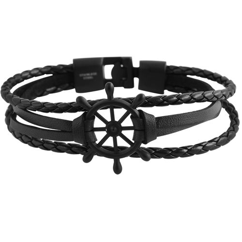 4067551852508 - Edelstahlarmband ADELIA´S Herren Armband Steuerrad aus Edelstahl 23 cm Armbänder Gr 23 Edelstahl schwarz Herren