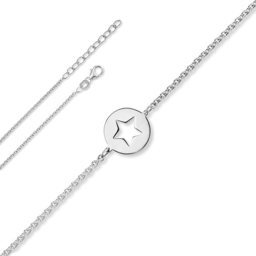4069415433878 - Silberarmband Stern Armband aus 925 Silber 16 cm Armbänder Gr 16 Silber 925 (Sterlingsilber) silberfarben (silber) Kinder Damen Silber Schmuck Rundankerkette Stern