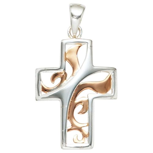 4061861070430 - Kreuz-Anhänger JOBO Anhänger Kreuz Schmuckanhänger Gr Silber 925 (Sterlingsilber) silberfarben (silber 925) Damen 925 Silber bicolor vergoldet 4061861070430 - Kreuz-Anhänger JOBO Anhänger Kreuz Schmuckanhänger Gr Silber 925 (Sterlingsilber) silberfarben (silber 925) Damen 925 Silber bicolor vergoldet