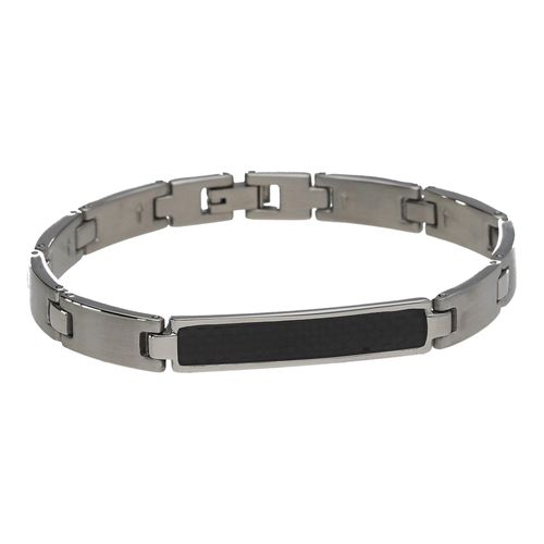 4007810562885 - Armband JACQUES CHARREL Gliederarmband Mittelteil mit gemusterter Einlage Edelstahl Gr 21 cm Edelstahl silberfarben (silber) Damen Armbänder Gliederarmband