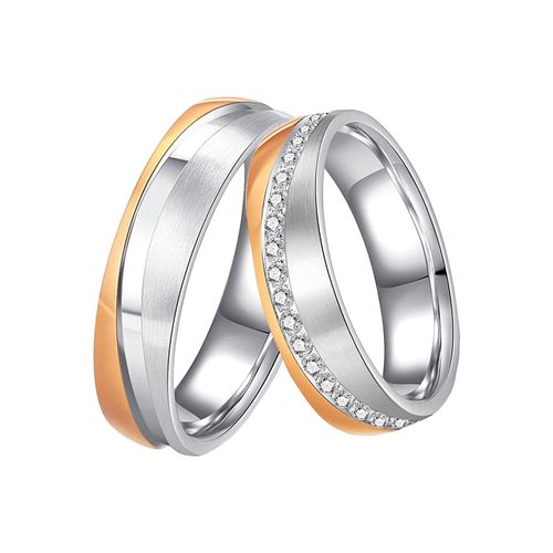 4251729811606 - Trauring Schmuck Geschenk Edelstahl Ehering Partnerring LIEBE Fingerringe Gr 64 mit Zirkonia Edelstahl 6 mm rosegold (edelstahlfarben roségoldfarben kristallweiß) wahlweise mit oder ohne Zirkonia