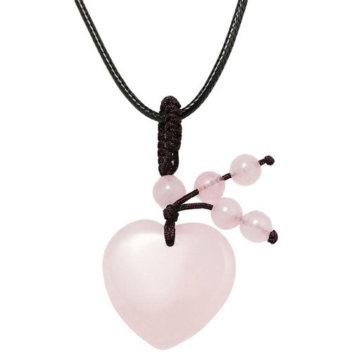 4068222170204 - Kette mit Anhänger FIRETTI Schmuck Geschenk Halsschmuck Halskette Herz Halsketten Gr Messing-Nylon Länge 51 cm Breite 4 mm rosa (silberfarben braun schwarz rosa) Damen Made in Germany - mit Rosenquarz