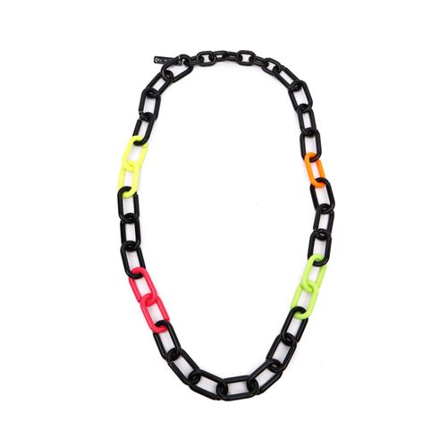 4036673213009 - Lange Kette COLLEZIONE ALESSANDRO Ona Gr one size PTFE-Kunststoff bunt (schwarz multi) Damen Halsketten mit 7 Neongliedern