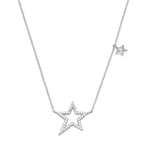 4007810163525 - Collier SMART JEWEL mit Sternen und Zirkonia Silber 925 Halsketten Gr 45 cm Silber 925 (Sterlingsilber) silberfarben (silber) Damen 4007810163525 - Collier SMART JEWEL mit Sternen und Zirkonia Silber 925 Halsketten Gr 45 cm Silber 925 (Sterlingsilber) silberfarben (silber) Damen