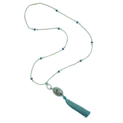 4036673255269 - Lange Kette COLLEZIONE ALESSANDRO Mailand Gr one size Glas blau (türkis) Damen Halsketten mit echten Glasperlen