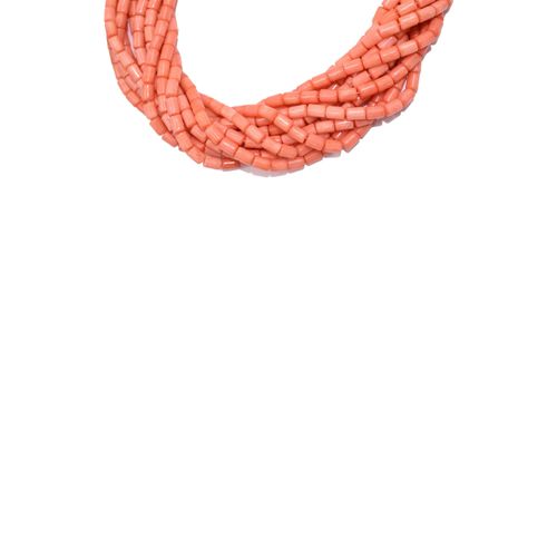 0096718220366 - Schmuck-Kettenstrang FIRETTI Schmuck Geschenk Halsschmuck Halskette Steinkette Edelstein Koralle Bastelgrundmaterialien orange (koralle) Made in Germany - mit Koralle