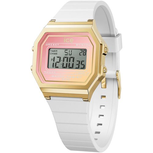 4895173326981 - Chronograph ICE-WATCH ICE digit retro sunset - Small Armbanduhren weiß (weiß rosa) Damen Quarzuhren Quarzuhr Armbanduhr Damenuhr Datum digital Silikonarmband