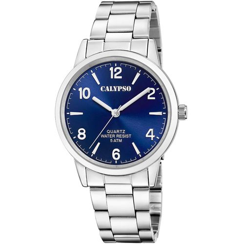 8430622827129 - Quarzuhr CALYPSO WATCHES Basic Armbanduhren silberfarben (silberfarben blau) Herren Armbanduhr Herrenuhr Edelstahlarmband analog