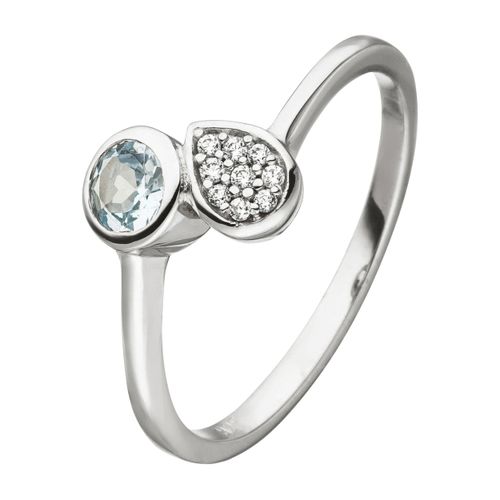 4061861137843 - Fingerring JOBO Fingerringe Gr 50 Silber 925 (Sterlingsilber) silberfarben (silber 925 blau) Damen 925 Silber mit Blautopas und 9 Zirkonia