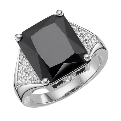 4007810173203 - Silberring GIORGIO MARTELLO MILANO mit weißem oder schwarzem Zirkonia Silber 925 Fingerringe Gr 54 Silber 925 (Sterlingsilber) schwarz Damen