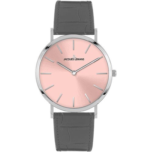 4040662180319 - Quarzuhr JACQUES LEMANS Nizza Armbanduhren grau (grau rosa) Damen Quarzuhren Armbanduhr Damenuhr Mineralglas mit Saphirbeschichtung