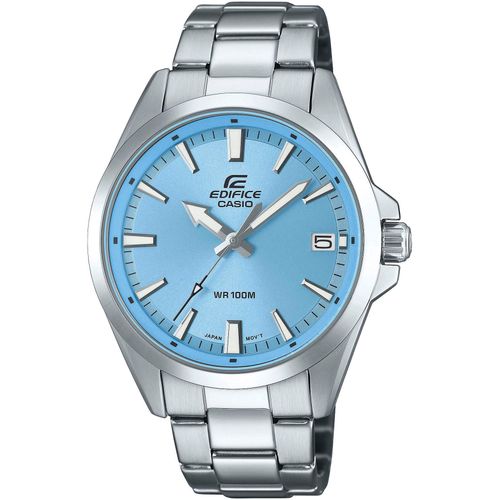 4549526382918 - Quarzuhr Armbanduhren silberfarben hellblau Herren Armbanduhr Herrenuhr Edelstahlarmband Datum Neo-Display analog