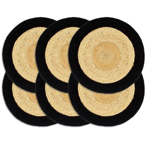 8718475734963 - Bonnevie - Tischsets 6 Stk Natur und Schwarz 38 cm Jute und Baumwolle vidaXL139896