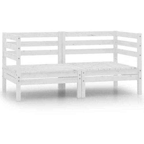 8720286658970 - Bonnevie - Garten-Ecksofas 2 Stk Weiß Massivholz Kiefer vidaXL119286