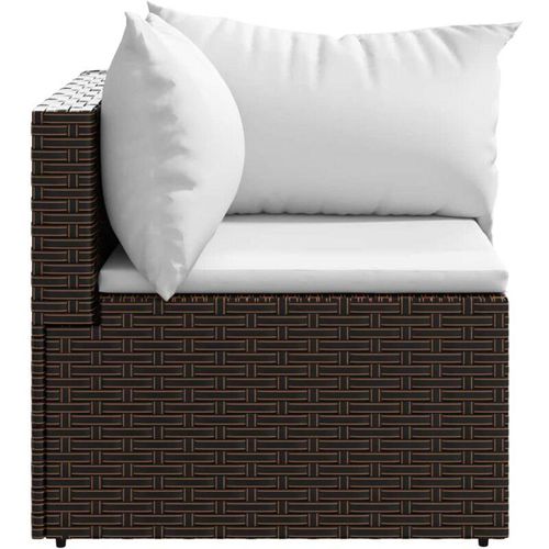 8720845672454 - Bonnevie - Garten-Ecksofa mit Kissen Braun Poly Rattan vidaXL920147