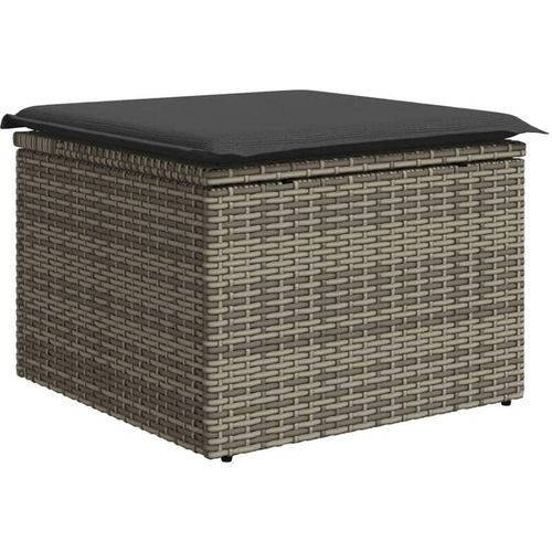 8721012335042 - Vidaxl - Gartenhocker mit Kissen Grau 55x55x37 cm Poly Rattan