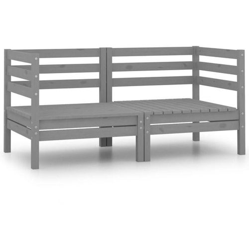 8720286658987 - Bonnevie - Garten-Ecksofas 2 Stk Grau Massivholz Kiefer vidaXL468361