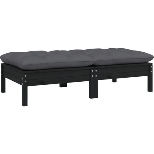 8720286670941 - Bonnevie - 2-Sitzer-GartensofaLounge-Sofa mit Kissen Schwarz Massivholz Kiefer vidaXL