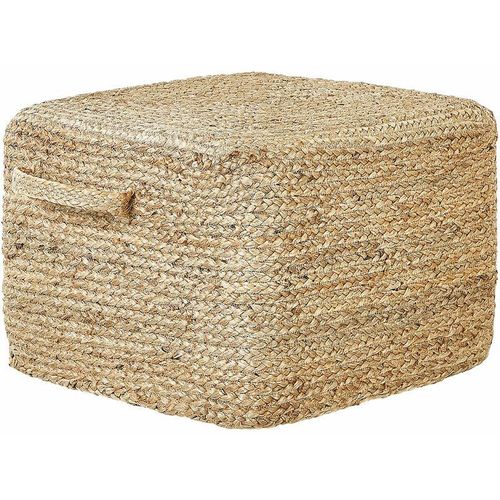 4255664804716 - Beliani - Pouf Naturfarben aus Jute 45 x 45 x 30 cm Quadratisch Geflochten Boho Sitzhocker Fußhocker für Wohnzimmer Kinderzimmer Flur