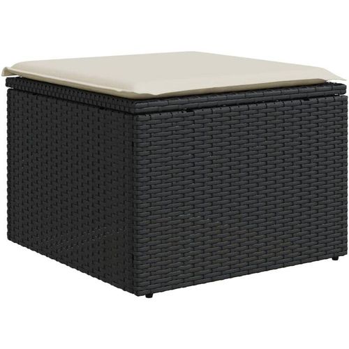 8721012333864 - Bonnevie - Gartenhocker mit Kissen Schwarz 55x55x37 cm Poly Rattan vidaXL383460