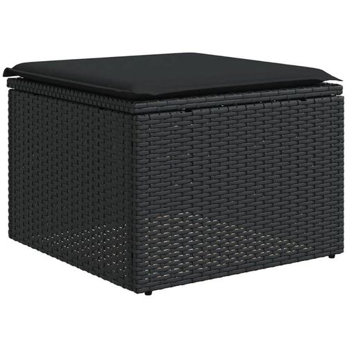 8721012333512 - Vidaxl - Gartenhocker mit Kissen Schwarz 55x55x37 cm Poly Rattan