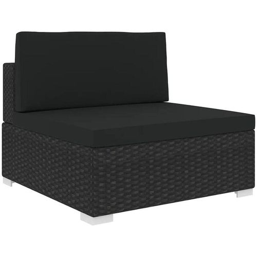 8719883725154 - Bonnevie - Modular-Sofa-Mittelteil 1 Stk + Auflagen Poly Rattan Schwarz vidaXL878687