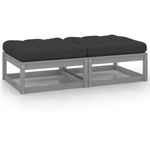 8720286355602 - Bonnevie - Garten-FußhockerOutdoor-Fußhocker mit Kissen 2 Stk Grau Massivholz Kiefer vidaXL 8720286355602 - Bonnevie - Garten-FußhockerOutdoor-Fußhocker mit Kissen 2 Stk Grau Massivholz Kiefer vidaXL