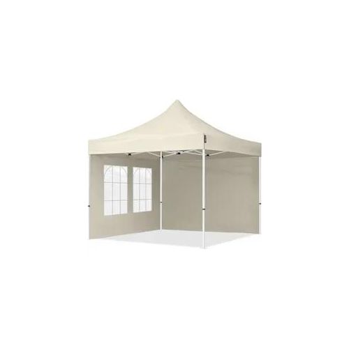 4064108036510 - Intent24 - 3x3 m Faltpavillon economy Stahl 30mm Seitenteile mit Sprossenfenstern creme - crème