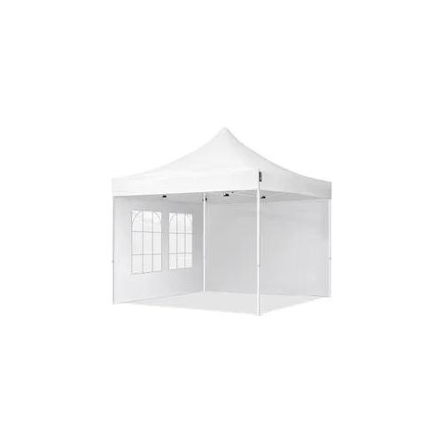 4064108036572 - Intent24 - 3x3 m Faltpavillon economy Stahl 30mm Seitenteile mit Sprossenfenstern weiß - weiß