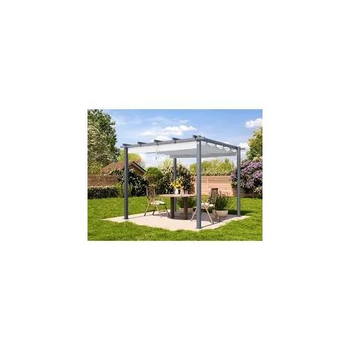 4064108132335 - PRIMEYARD 3x3m Pergola in Perlgrau  mit Sonnensegel in Stone - (400100)