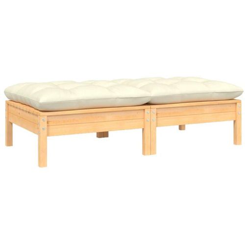 8720286670903 - Bonnevie - 2-Sitzer-GartensofaLounge-Sofa mit Creme Kissen Massivholz Kiefer vidaXL