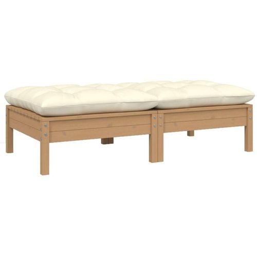 8720286670934 - Gartensofa 2-Sitzer，Lounge-Sofamit Creme Kissen Massivholz Kiefer vidaXL