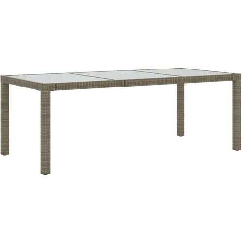 8720286666500 - Gartentisch，Terrassentisch Grau 190x90x75 cm Hartglas und Poly Rattan vidaXL