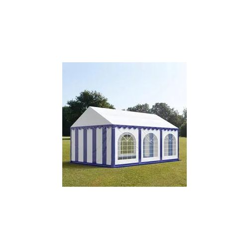 4260409145085 - PRO 4x6m Partyzelt PVC-Plane blau-weiß mit Bodenrahmen - (7216)