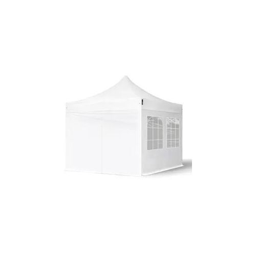 4260438389849 - Intent24 - 3x3 m Faltpavillon toolport economy Stahl 30mm Seitenteile mit Rechteckfenstern weiß - weiß