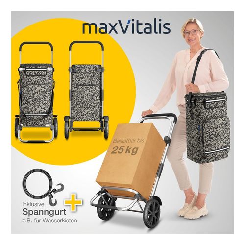 4260346888861 - maxVitalis Einkaufstrolley klappbar Einkaufswagen mit Kühlfach 3in1 Trolley Sackkarre & Umhängetasche