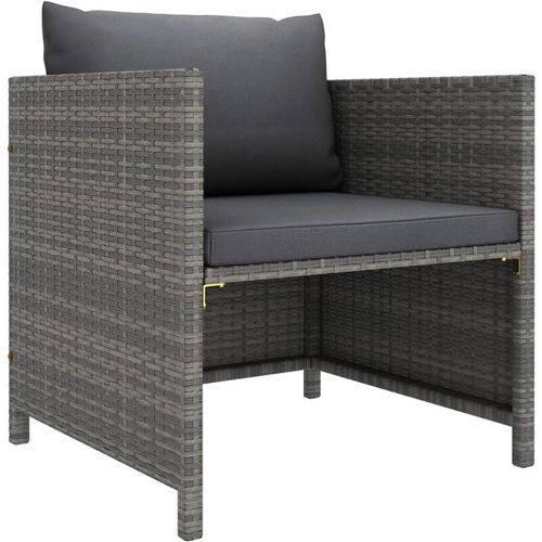 8720286166659 - Bonnevie - GartensofaLounge-Sofa mit Kissen Grau Poly Rattan vidaXL