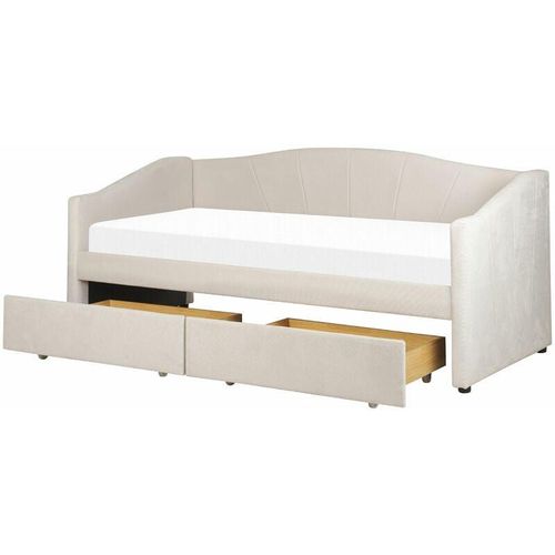 4255664836342 - Beliani - Tagesbett Hellbeige Stoffbezug mit 2 Schubladen Lattenrost 90 x 200 cm Modern Einzelbett Gästezimmer Kinderzmmer Jugendzimmer Ausstattung