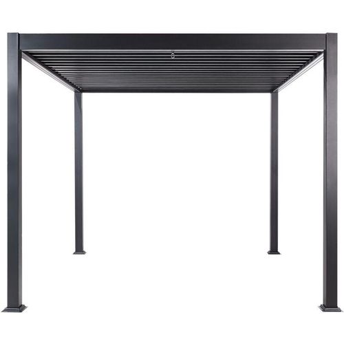 4255664885562 - Beliani - Garten Pergola Schwarz Aluminium mit Lamellendach Freistehend Wasserdicht Quadratisch Sonnenschutz Gartenausstattung Garten Terrasse