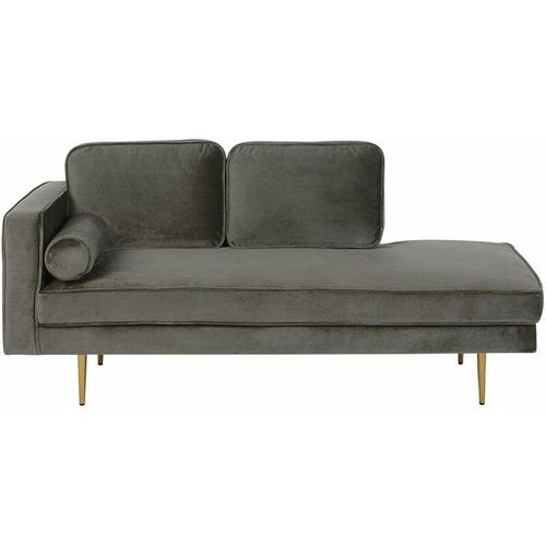 4251682215428 - Beliani - Chaiselongue Linksseitig Grau   Gold Samtstoff Metallfüße Modern Mit Zierkissen