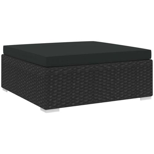 8719883725239 - Bonnevie - Modular-Fußhocker 1 Stk + Auflagen Poly Rattan Schwarz vidaXL94991