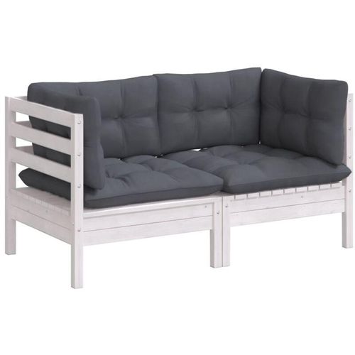 8720286858707 - Bonnevie - 2-Sitzer-GartensofaLounge-Sofa mit Anthrazit Kissen Massivholz Kiefer vidaXL